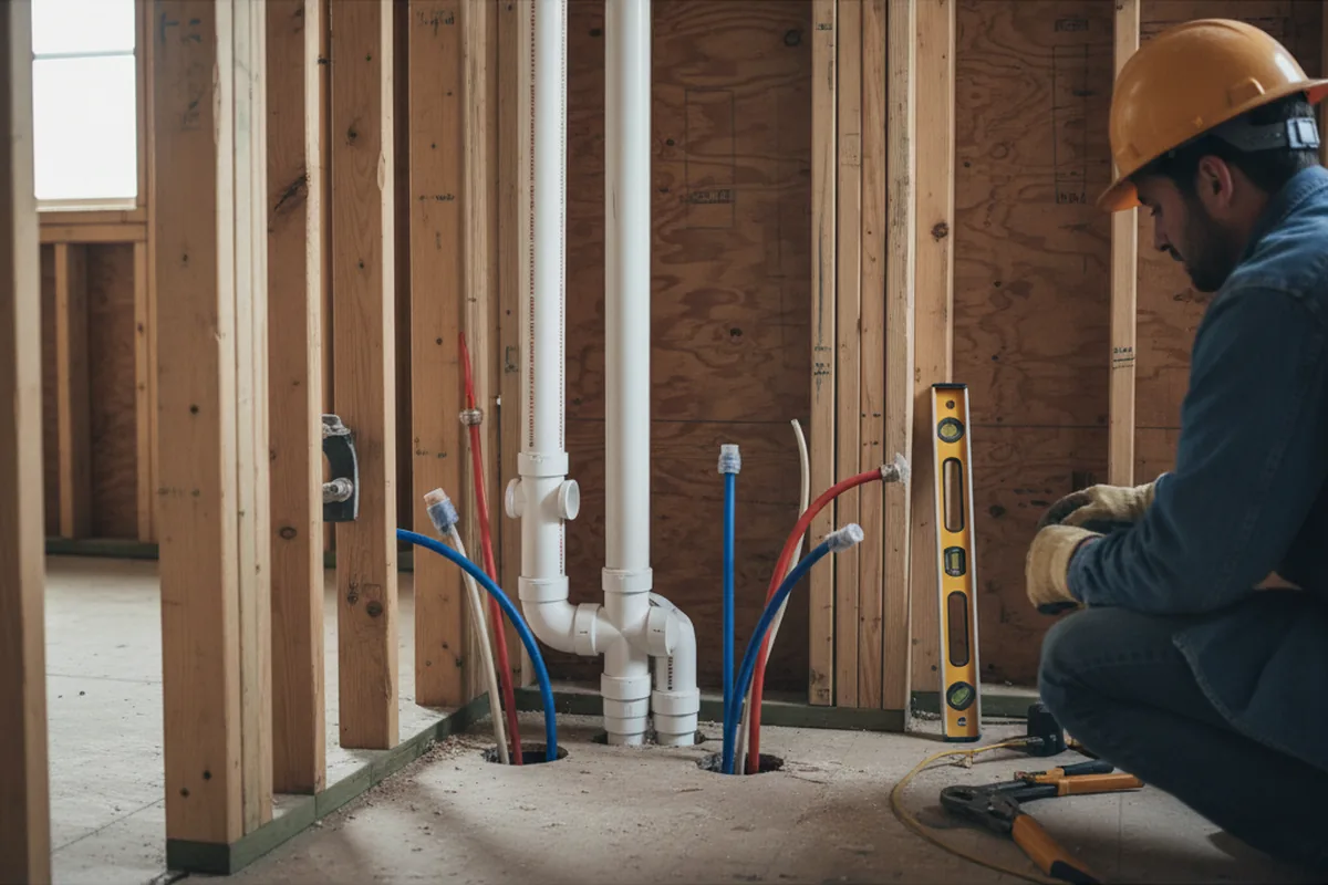 Drain and supply rough-in during Leak Detection in Bokchito