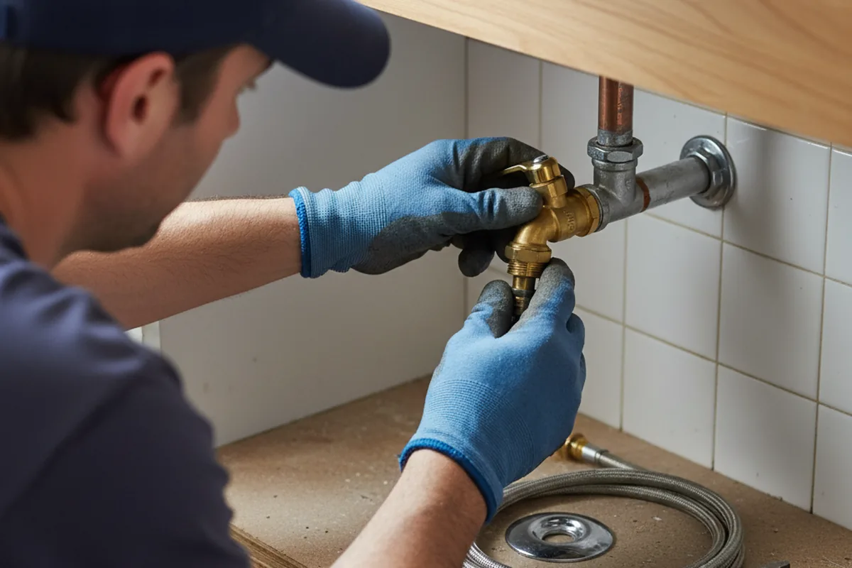 Shutoff valve and fitting work during Faucet and Fixture Repair in Bokchito